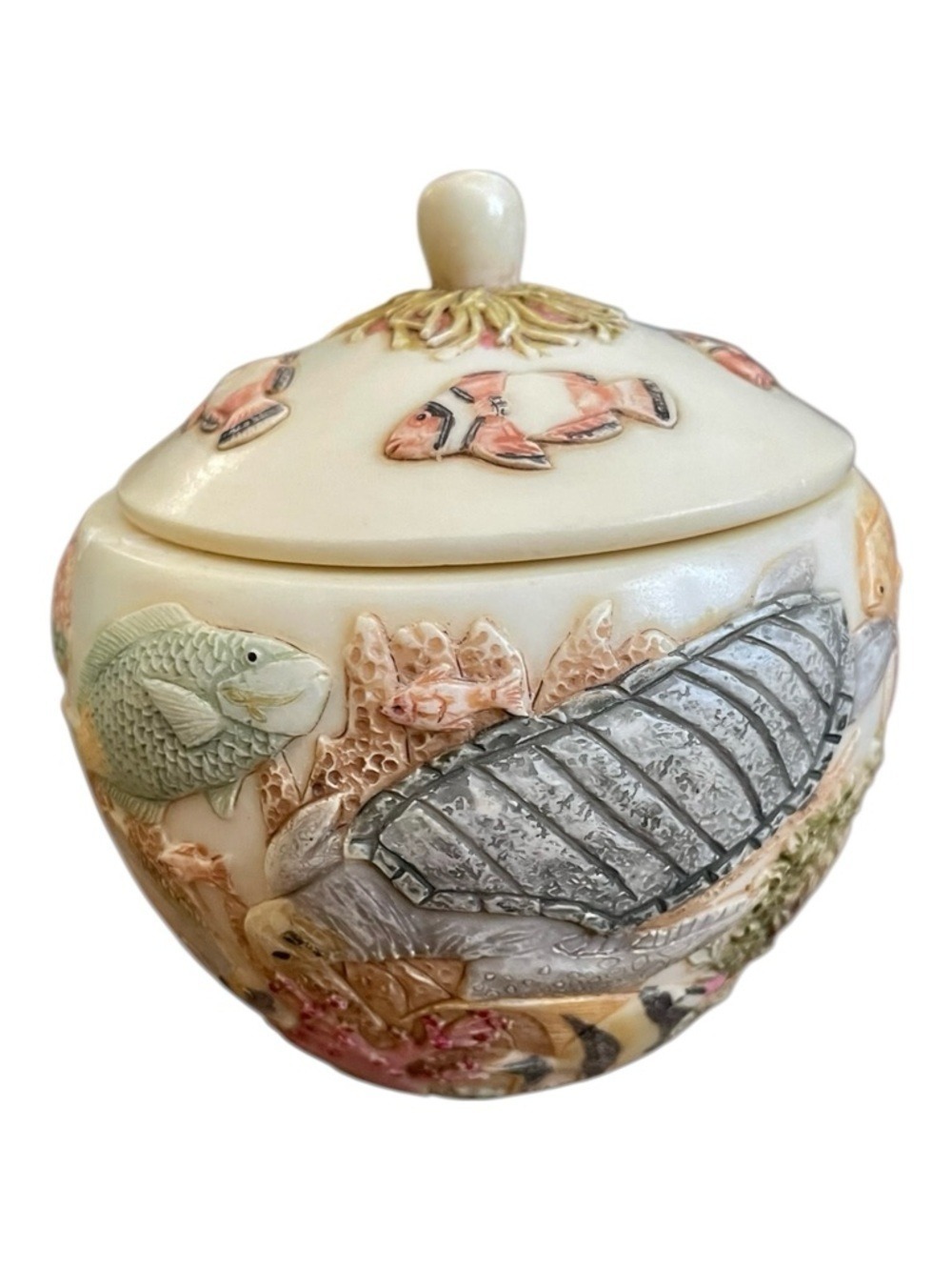 Harmony Kingdom Jardinia “Hidden Treasures” Sea Turtle Reef Lidded Cachepot